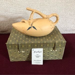 Yixing Teapot Teardrop Shape Leaf Design “Purple” Clay Pot - New! Made in China